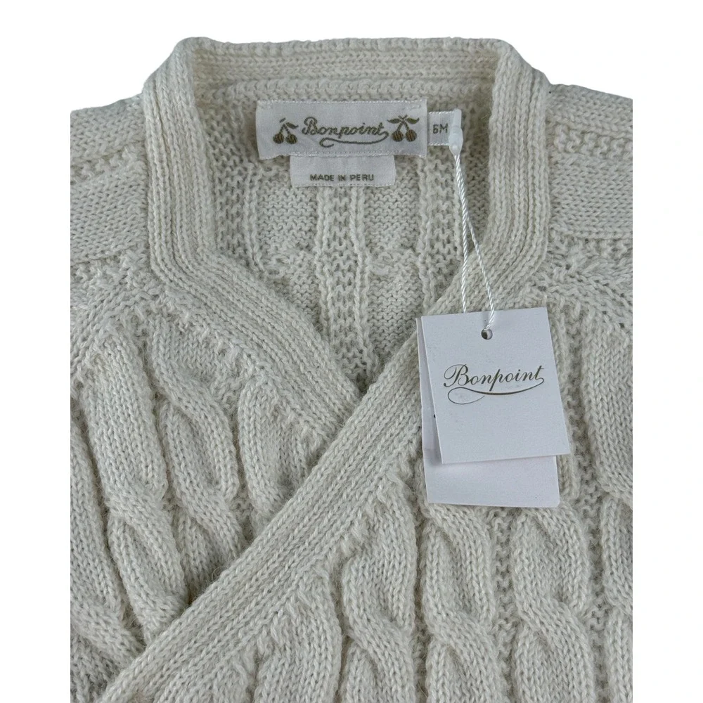 NWT Bonpoint Jalina Cable Knit‎ Wrap Set Ivory Milk White 6M Luxury Baby Outfit
